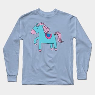 Happy Pony - sky blue and pink by Cecca Designs Long Sleeve T-Shirt